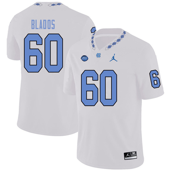 Jordan Brand Men #60 Brian Blados North Carolina Tar Heels College Football Jerseys Sale-White